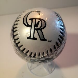 White Baseball with Black Logo